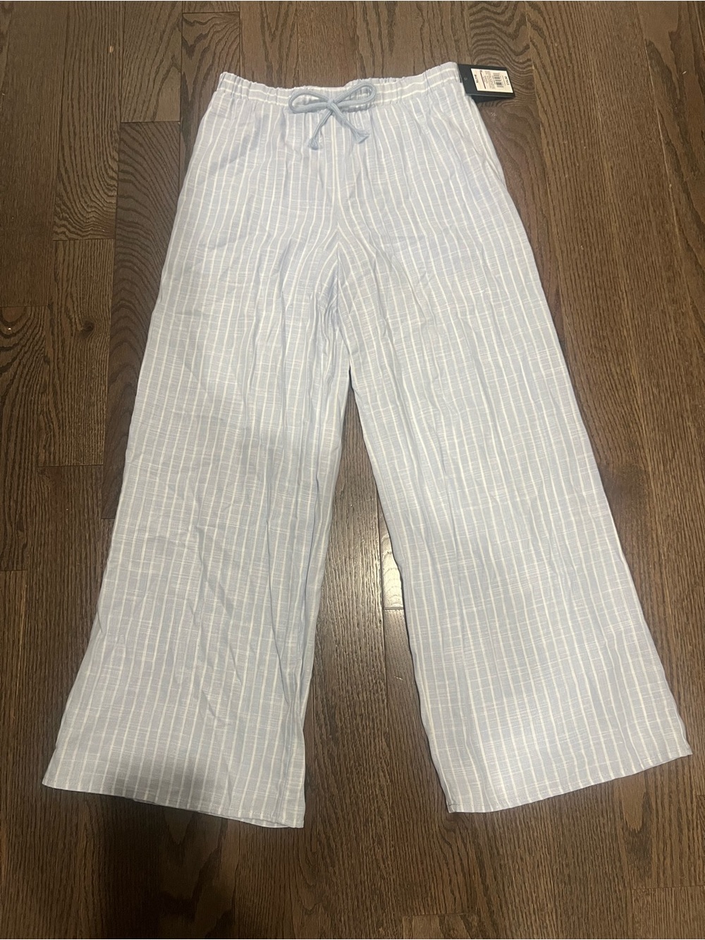 art class Light Blue and White Striped Wide Leg linen Pants
